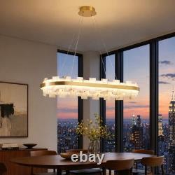 37 Alabaster LED Pendant Light Oval Brass Finish Chandelier Dimmable Fixture UL