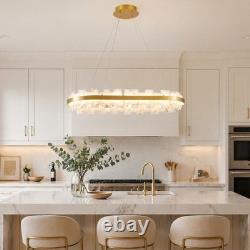 37 Alabaster LED Pendant Light Oval Brass Finish Chandelier Dimmable Fixture UL