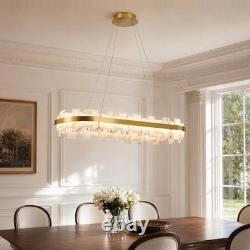 37 Alabaster LED Pendant Light Oval Brass Finish Chandelier Dimmable Fixture UL