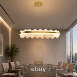 37 Alabaster LED Pendant Light Oval Brass Finish Chandelier Dimmable Fixture UL