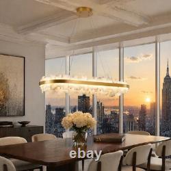 37 Alabaster LED Pendant Light Oval Brass Finish Chandelier Dimmable Fixture UL