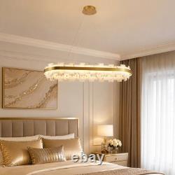 37 Alabaster LED Pendant Light Oval Brass Finish Chandelier Dimmable Fixture UL