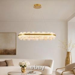 37 Alabaster LED Pendant Light Oval Brass Finish Chandelier Dimmable Fixture UL