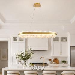 37 Alabaster LED Pendant Light Oval Brass Finish Chandelier Dimmable Fixture UL