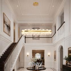 37 Alabaster LED Pendant Light Oval Brass Finish Chandelier Dimmable Fixture UL