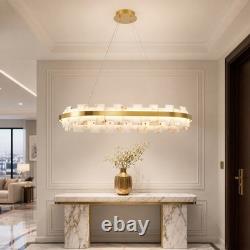 37 Alabaster LED Pendant Light Oval Brass Finish Chandelier Dimmable Fixture UL