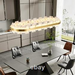 37 Alabaster LED Pendant Light Oval Brass Finish Chandelier Dimmable Fixture UL