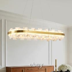 37 Alabaster LED Pendant Light Oval Brass Finish Chandelier Dimmable Fixture UL