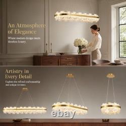 37 Alabaster LED Pendant Light Oval Brass Finish Chandelier Dimmable Fixture UL