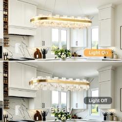 37 Alabaster LED Pendant Light Oval Brass Finish Chandelier Dimmable Fixture UL