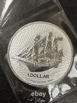 (5) 2022 Cook Islands Bounty 1 oz Silver Bullion Coin BU. 9999 Ag