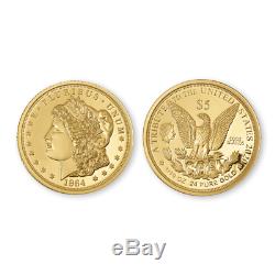 5$ Cook Islands 1964 Morgan 1/10th oz. 24(%) Pure Gold Coin/. 76(%) Copper +COA