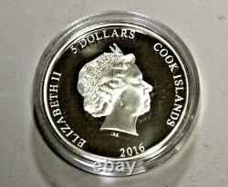 $5 Cook Islands 2016 1 Oz Silver. 999 Proof With COA RARE Ltd Edit #0227 of 825