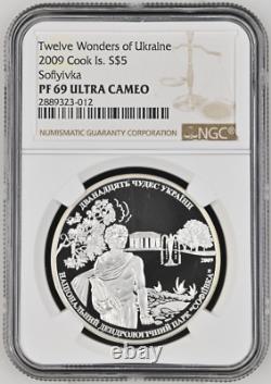 5 Dollars 2009 Cook Islands Dendrological Park Sofiyivka Silver Proof Ngc Pf69