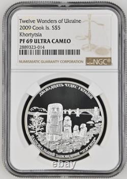 5 Dollars 2009 Cook Islands National Reserve Khortytsia Silver Proof Ngc Pf69