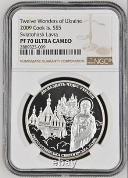 5 Dollars 2009 Cook Islands Sviatohirsk Lavra Silver Proof Ngc Pf70