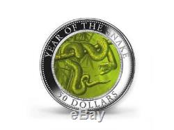 50 $ Dollar Lunar Snake Schlang Mother of Pearl Cook Islands 5 oz silver 2013 PF