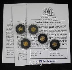 5x Cook Islands Solid 24 Carat Gold $1 Dollar Coins