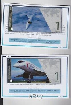 7 Cook Islands 2019 Concorde Fine Silver One Dollar Banknotes With Certificates