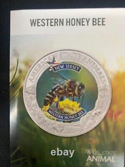 7K Metals State Animal Series (New Jersey Honey Bee) $5 silver coin