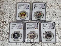 7k Cook Island S$5 U. S. State Animals 5 Coins Set (VT, IN, AR, SD, MD) NGC