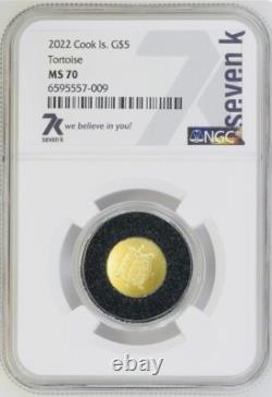 7k Metals 2022 Tortoise 1/2 g. 999 Pure Gold NGC MS70 Cook Islands Mintage 5000