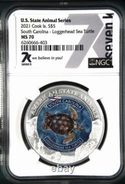 7k Metals US State Animals Series South Carolina-Loggehead Sea Turtle NGC MS70