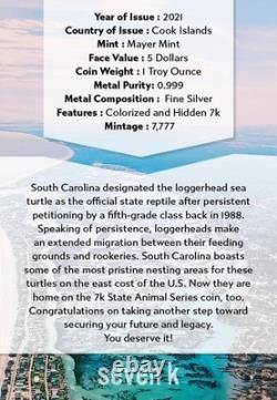 7k Metals US State Animals Series South Carolina-Loggehead Sea Turtle NGC MS70