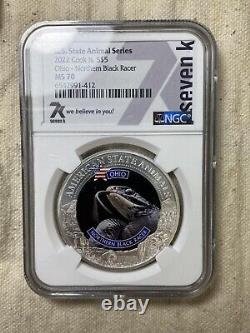 7k Ms70 2022 Cook Islands Ohio U. S State Animal Series Northern Black Racer Ngc