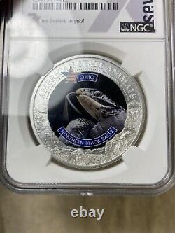 7k Ms70 2022 Cook Islands Ohio U. S State Animal Series Northern Black Racer Ngc