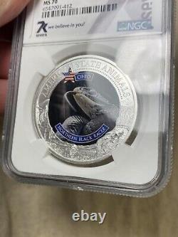 7k Ms70 2022 Cook Islands Ohio U. S State Animal Series Northern Black Racer Ngc