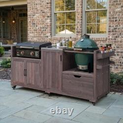 80.5 Outdoor Kitchen Island Solid Wood Grill Cart Table for Big Green Egg