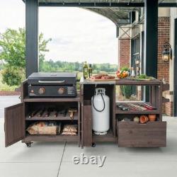 80.5 Outdoor Kitchen Island Solid Wood Grill Cart Table for Big Green Egg