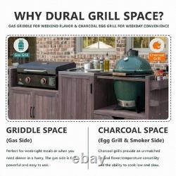 80.5 Outdoor Kitchen Island Solid Wood Grill Cart Table for Big Green Egg