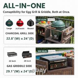 80.5 Outdoor Kitchen Island Solid Wood Grill Cart Table for Big Green Egg