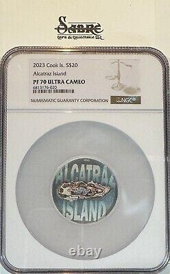 ALCATRAZ ISLAND 3 Oz Silver Coin, 20$ Cook Islands 2023, 750 PCS, CIT 30400 /A03