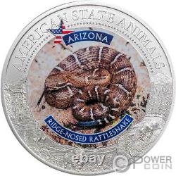 ARIZONA RATTLESNAKE MS70 US State Animal 1 Oz Silver Coin 5$ Cook Islands 2021
