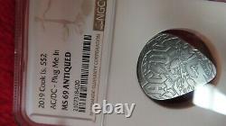 Ac/dc Guitar Plug Me In 2019 Cook Islands $2 Silver Coin Ngc Ms69 Fr Antiqued