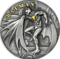 BATMAN 2 oz Silver High Relief Gilded Coin $10 Cook Islands 2021