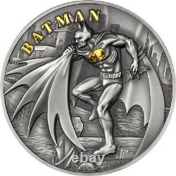 BATMAN DC COMICS 2021Cook Islands 2oz Silver High Relief Gilded Coin $10 NGC 70