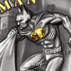 BATMAN DC COMICS 2021Cook Islands 2oz Silver High Relief Gilded Coin $10 NGC 70