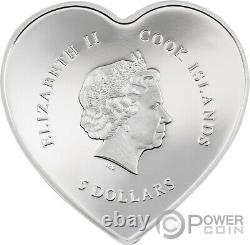 BRILLIANT LOVE Swarovski Heart Shaped Silver Coin 5$ Cook Islands 2022
