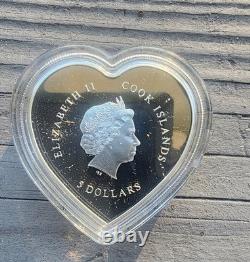 BUTTERFLY Brilliant Love Heart Silver Coin 5$ Cook Islands 2023