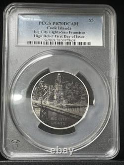 Big City Lights San Francisco 2024 $5 1oz Silver Coin Cook Islands PCGS PR70DCAM