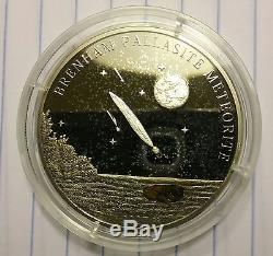 Brenham Pallasite Meteorite Silver 5 Dollar Coin COA Elizabeth Cook Islands