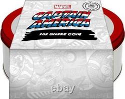 CAPTAIN AMERICA 80th Ann, Marvel 1 Oz Silver Coin 1$ Cook Islands 2021 NGC 70