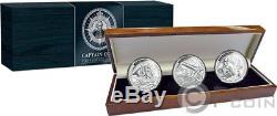 CAPTAIN COOK 250th Anniversary Set 3x1 Oz Silver Coins 5$ Cook Islands 2018