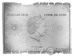CAPTAIN COOK MAP SHAPED Foil Silver Note 5$ Cook Islands 2020