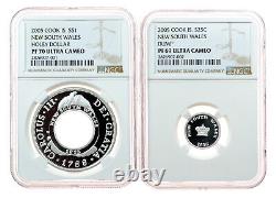 COOK ISLANDS 1.25 Dollar 2005 Silver 1oz. NGC PF69/70'NSW Holey Dollar & Dump