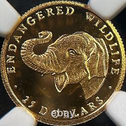 COOK ISLANDS. 1990, 25 Dollars, Gold NGC PF69 Top Pop? Asian Elephant